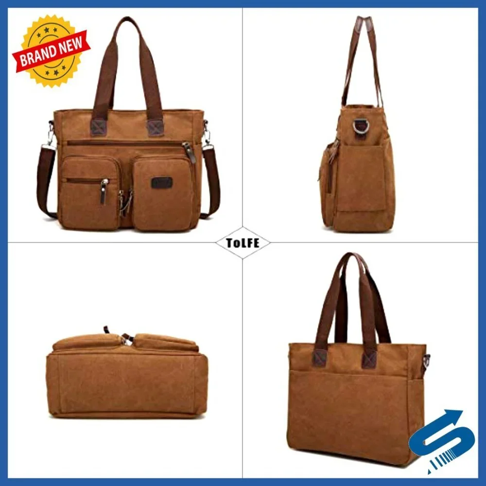 Canvas Satchel Handbag Top Handle Shoulder Tote Crossbody Work Travel Bag